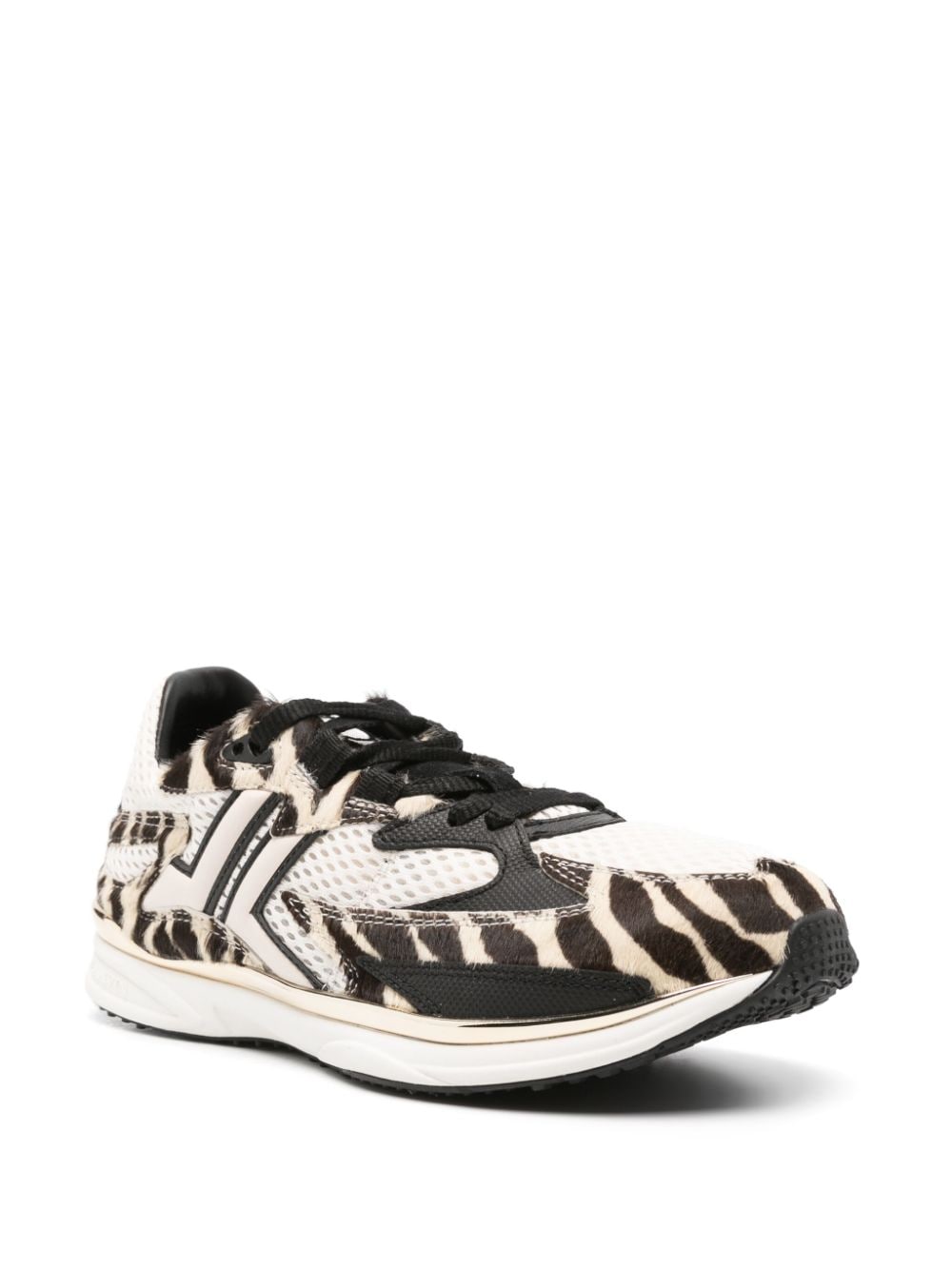 Shop Lanvin Logo-embroidered Sneakers In Neutrals