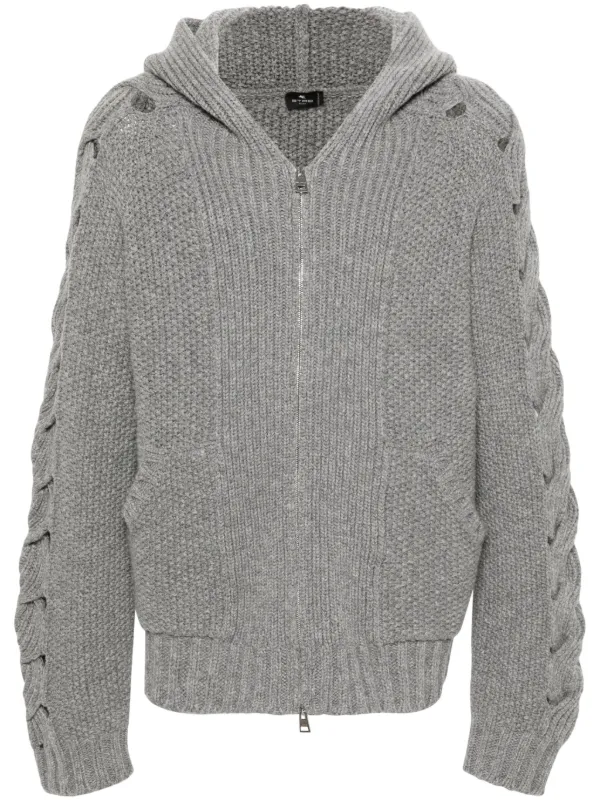トップス OHOTORO / Zipper Hoodie Knit トップス OHOTORO / Zipper Hoodie Knit Cotton Knit Zip-Front