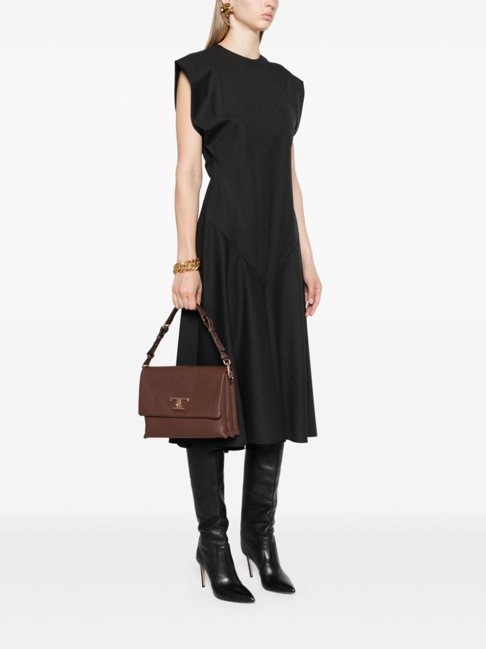 Shop Tod's Mini T Timeless Tote Bag In Brown