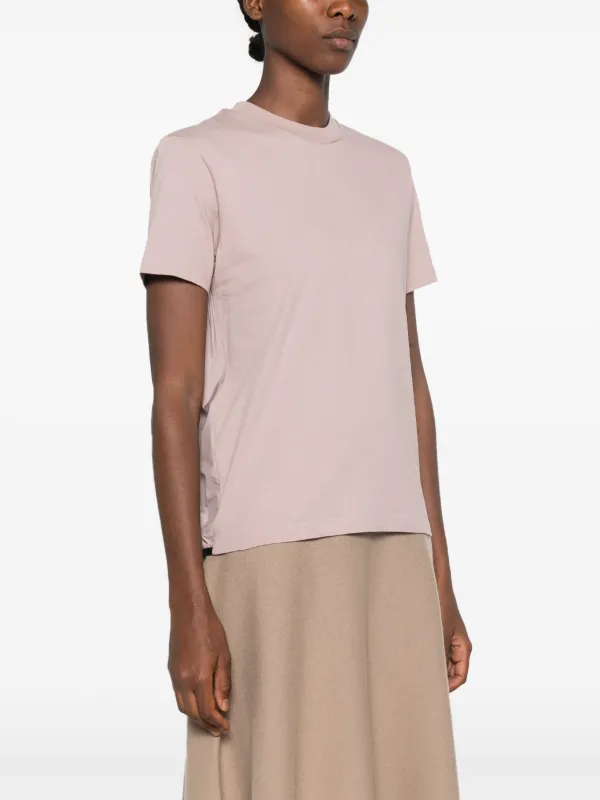 MONCLER プリーツ入り Tシャツ モンクレール ロゴ入り 半袖プリーツTシャツ ネイビー 配色