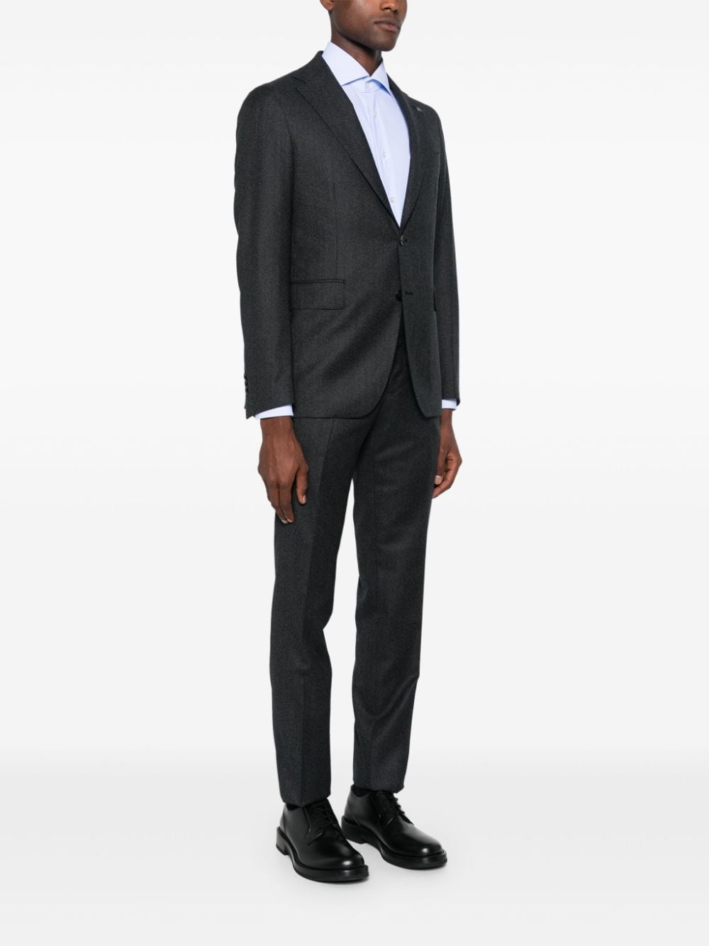 Shop Tagliatore Logo-brooch Suit In Grey