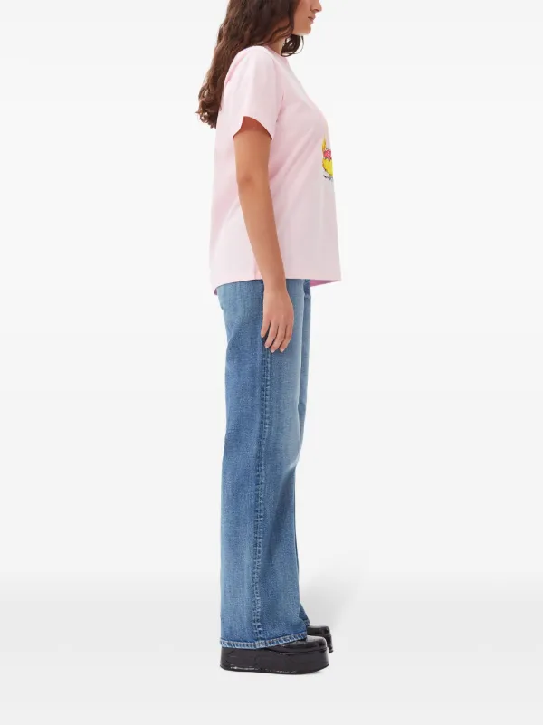 GANNI ピンク Tシャツ グラフィックプリント GANNI グラフィック Tシャツ | ピンク | FARFETCH JP