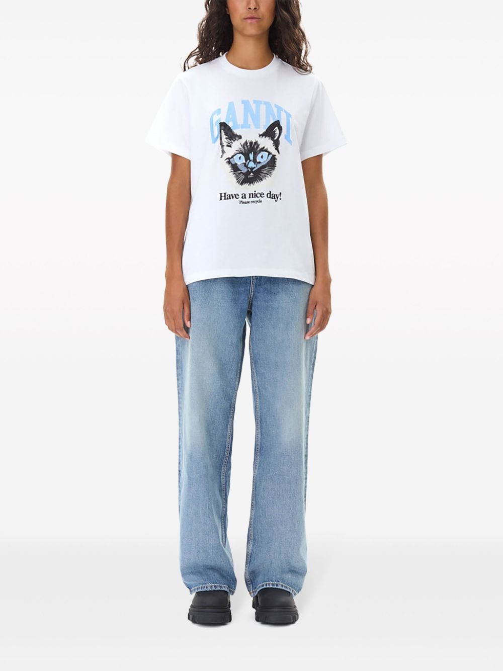 GANNI T-shirt met grafische print - Wit