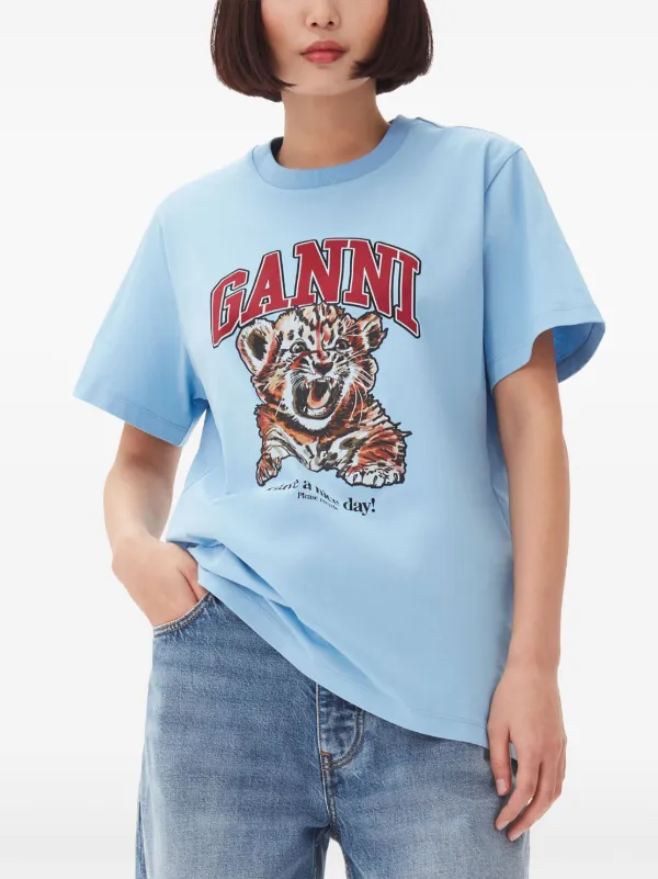 Ganni Graphic Print T-Shirt Tシャツ　半袖 プリント Black Rose T-shirt | GANNI US