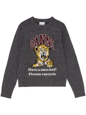 GANNI ロゴ セーター | グレー | FARFETCH JP