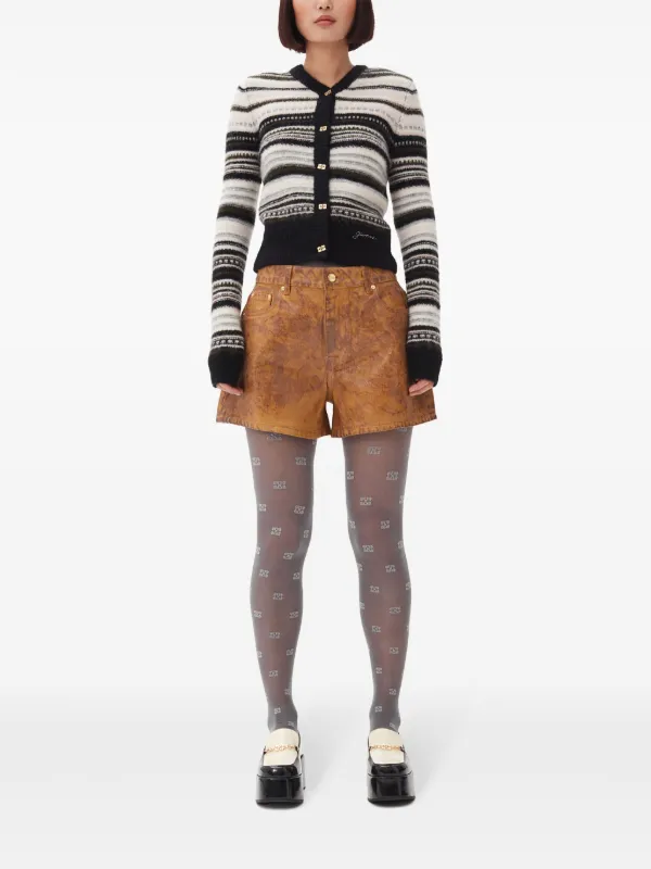 GANNI V-neck Striped Cardigan | Black | FARFETCH
