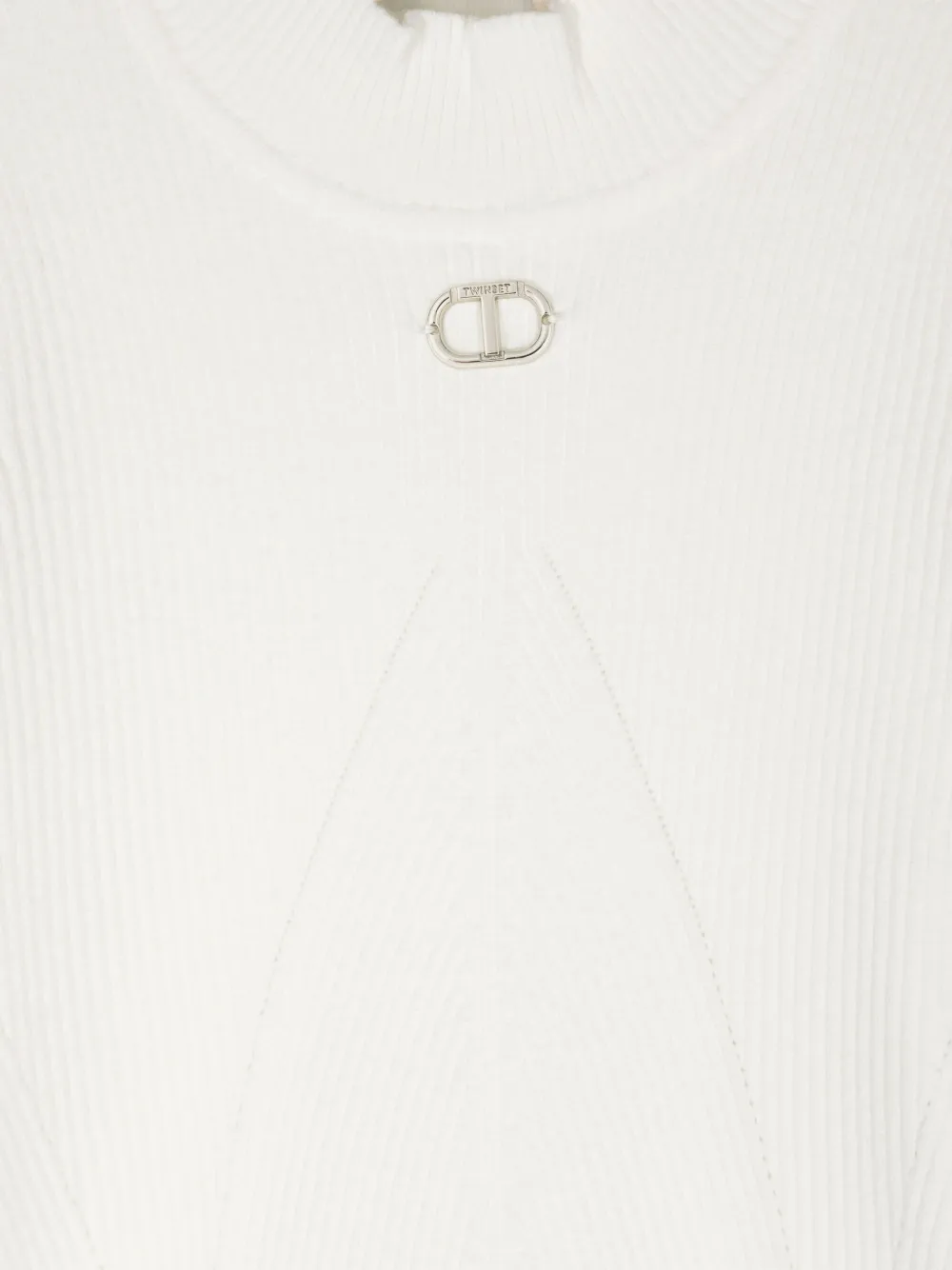 TWINSET Kids Geribbeld T-shirt met logoplakkaat Wit