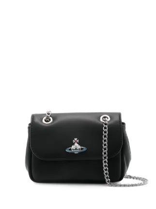 Vivienne Westwood Orb レザーショルダーバッグ S | ブラック Vivienne Westwood Orb レザーショルダーバッグ S | ブラック