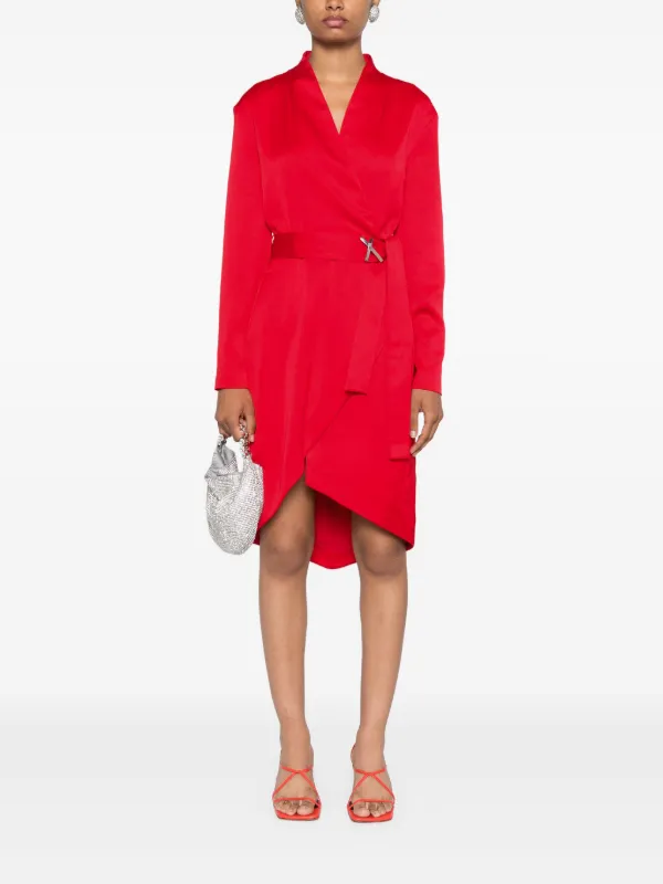 Genny Belted Wrap Midi Dress | Red | FARFETCH