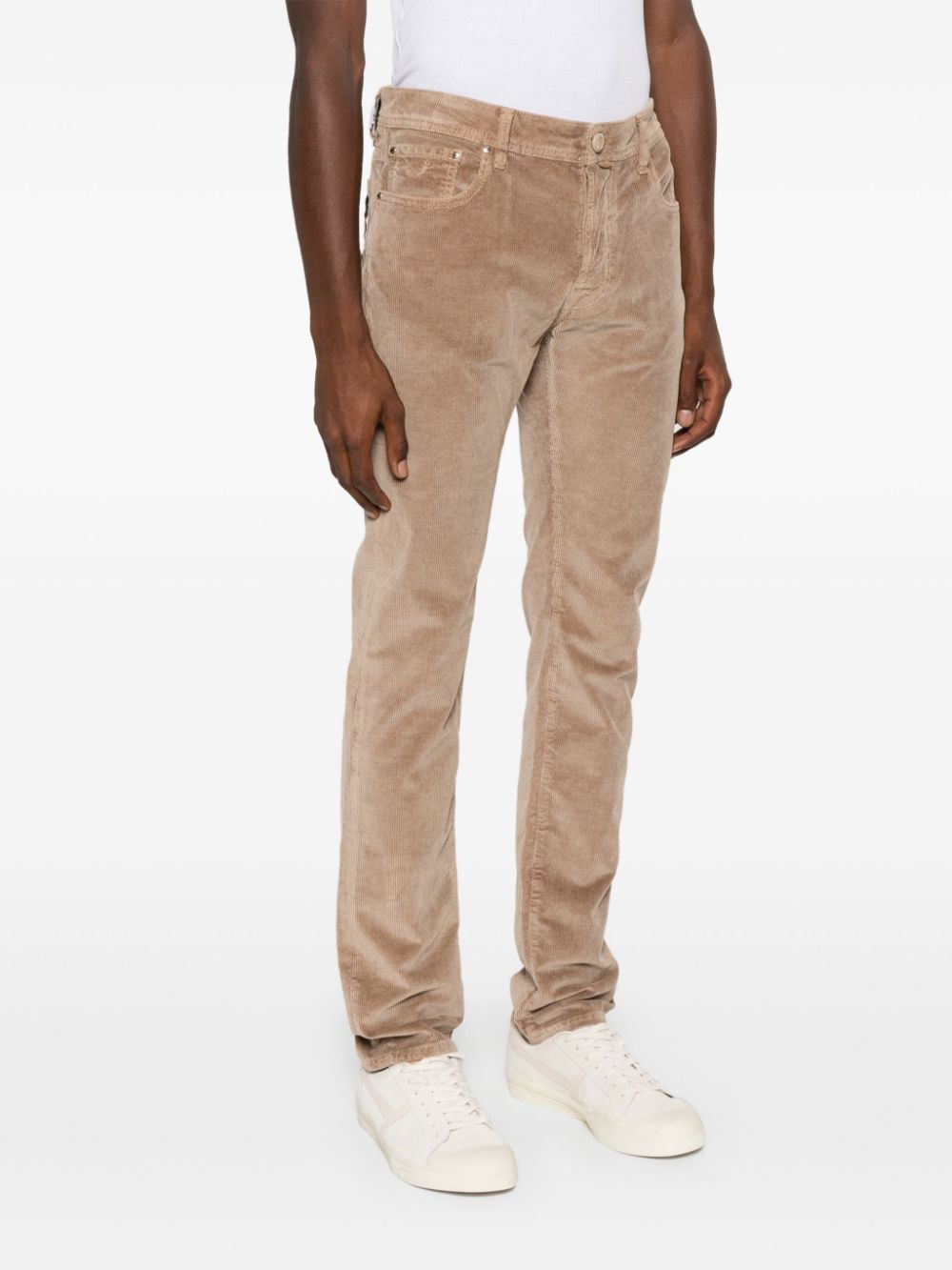 Jacob Cohën logo-embroidered corduroy trousers - Beige