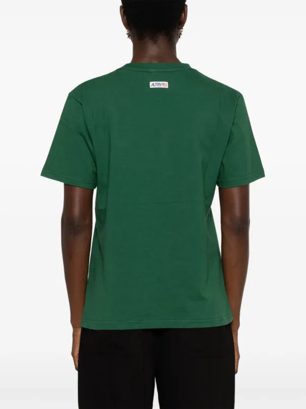 AUTRY 売れ筋商品|||オートリー Tシャツ トップス レディース T-shirts Green Autry logo-tag Cotton T-shirt | Green | FARFETCH