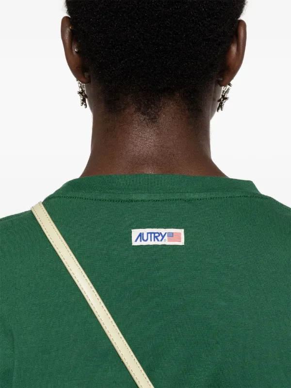 AUTRY 売れ筋商品|||オートリー Tシャツ トップス レディース T-shirts Green Autry logo-tag Cotton T-shirt | Green | FARFETCH
