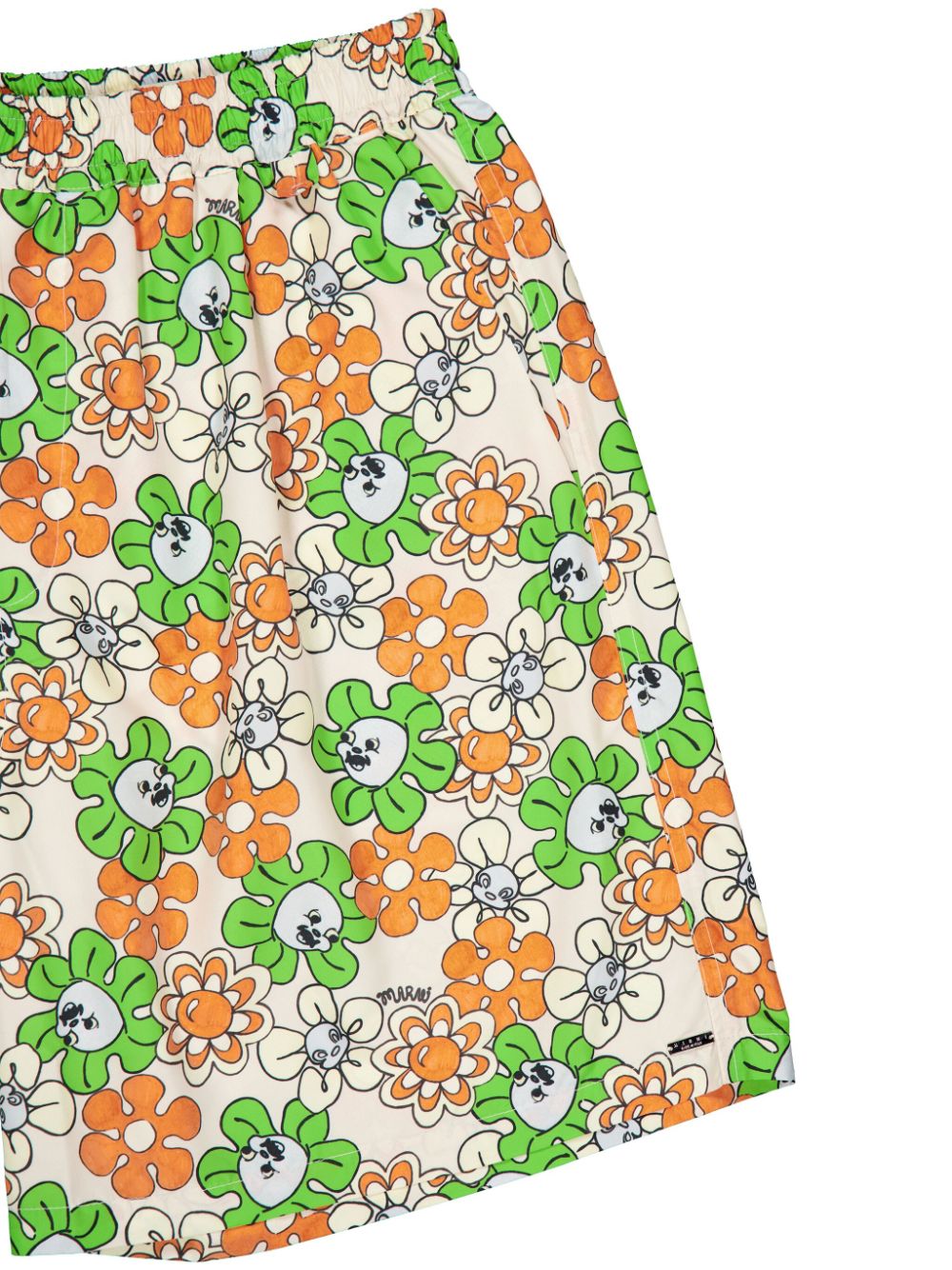 Shop Marni Floral Graphic-print Swim Shorts In Green