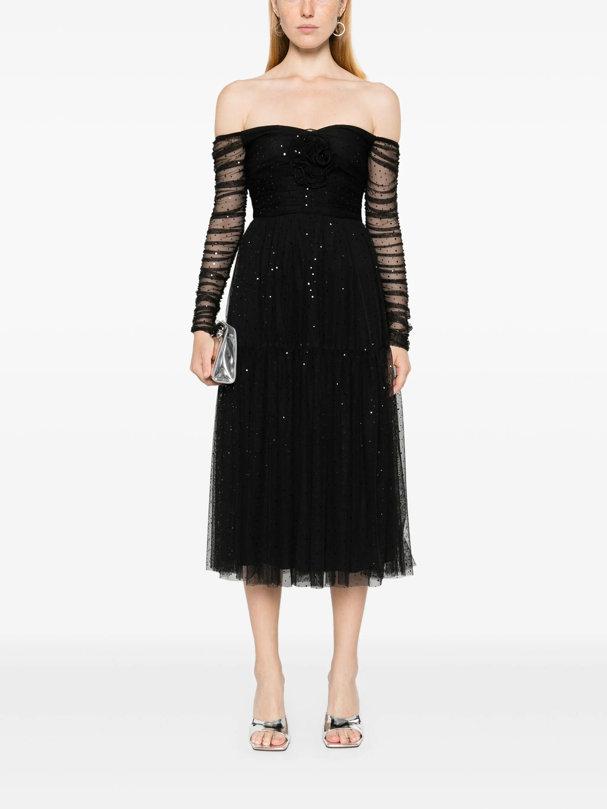 NISSA mesh midi dress