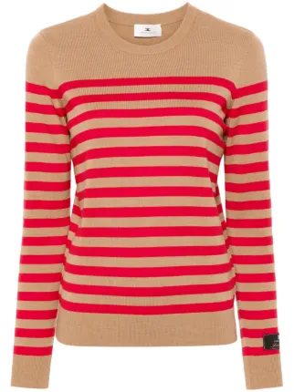 RED VALENTINO リブ編みニット ウール ワンピース ストライプ RED VALENTINO リブ編みニット ウール ワンピース ストライプ