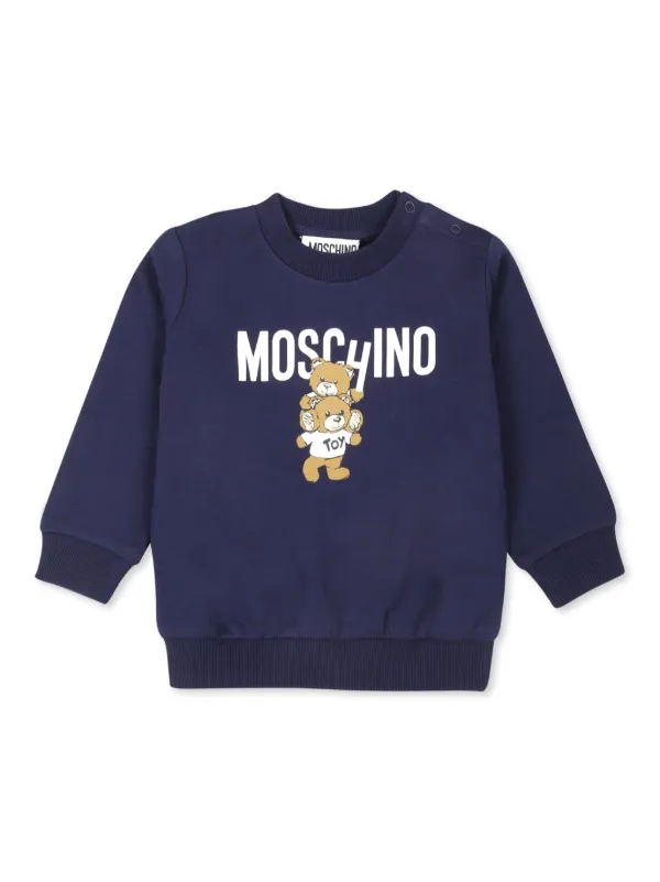 Moschino Kids Teddy Bear Cotton Sweatshirt Blue FARFETCH HK