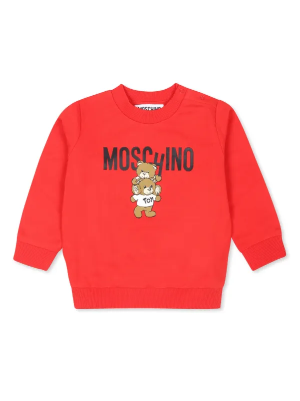 Moschino Kids Teddy Bear Cotton Sweatshirt Red