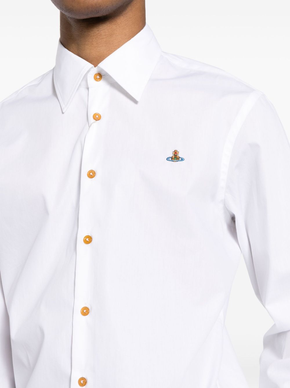 Shop Vivienne Westwood Orb-embroidered Cotton Shirt In White