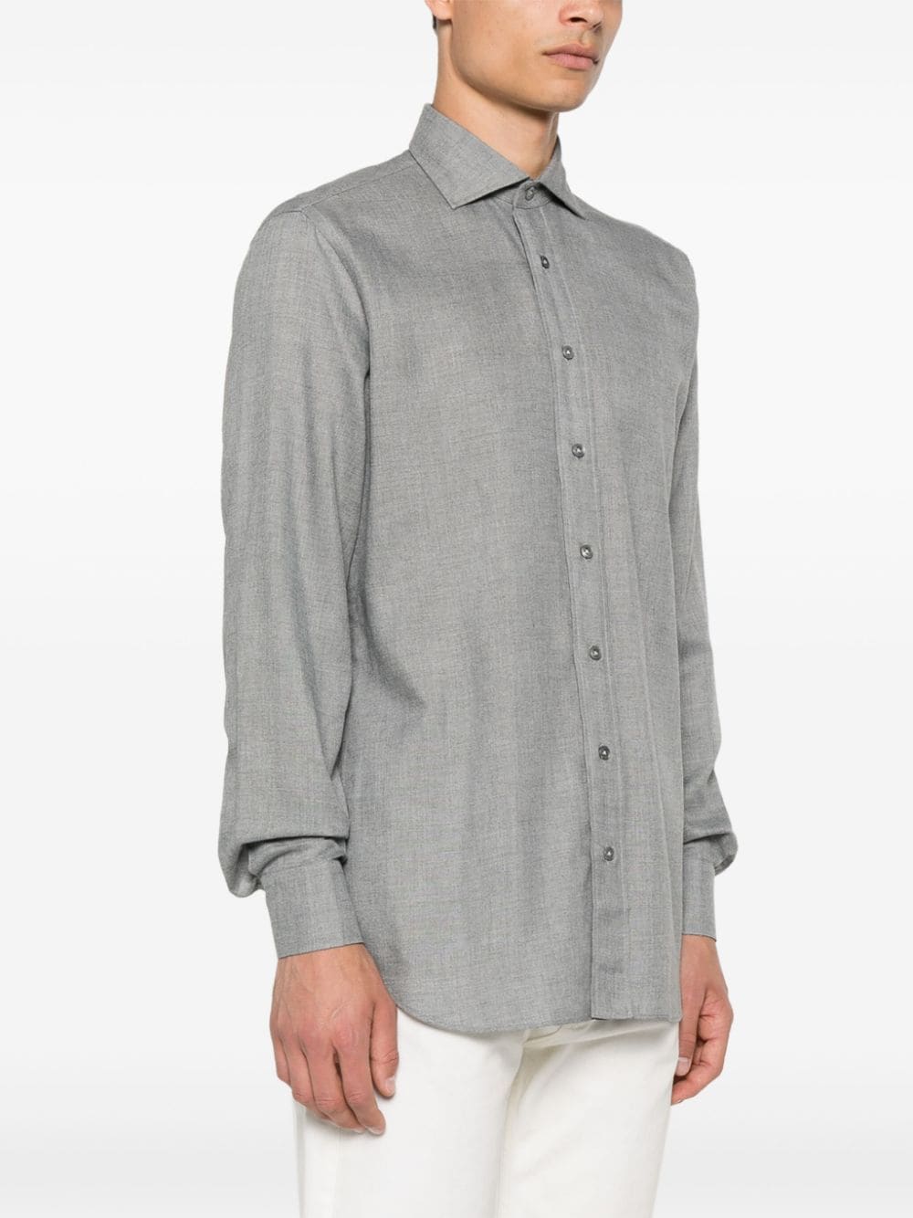 Shop Lardini Wingtip-collar Shirt In Grey