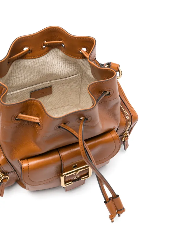 関税負担なし☆Chloe クロエ Camera Bucket Bag Chloé Camera Bucket Bag in Shiny Leather in Clay brown