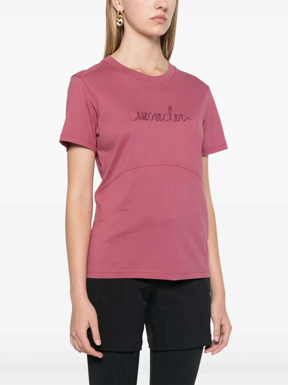 Moncler T-shirt met logo Roze