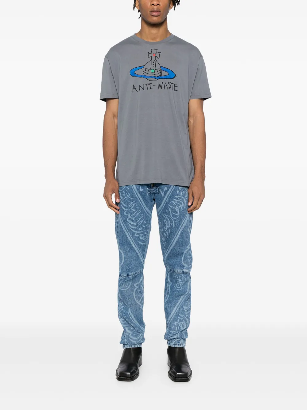 Vivienne Westwood Katoenen T-shirt met logoprint - Grijs