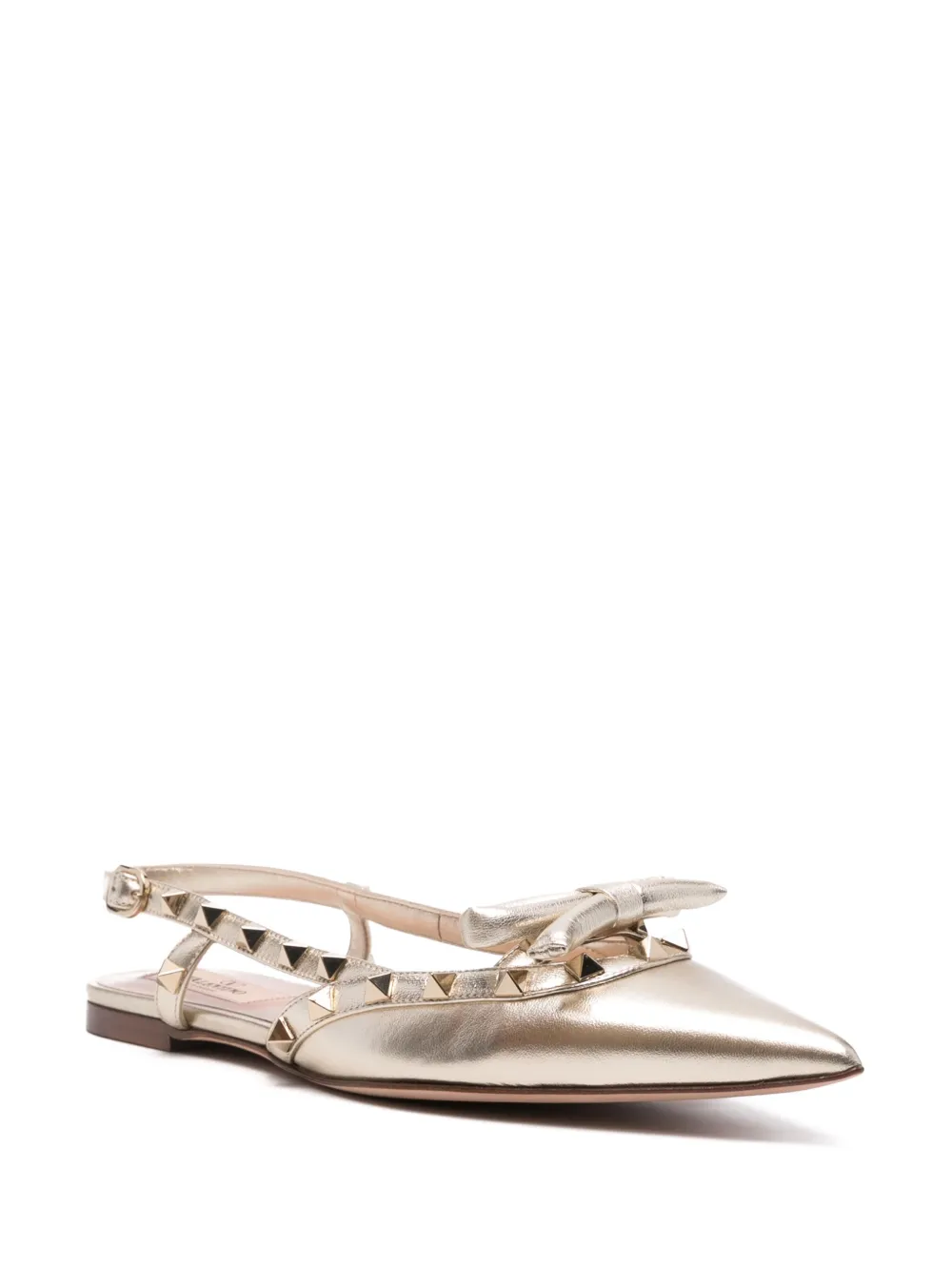 Valentino Garavani Rockstud Bow slingback ballerina flats - Goud
