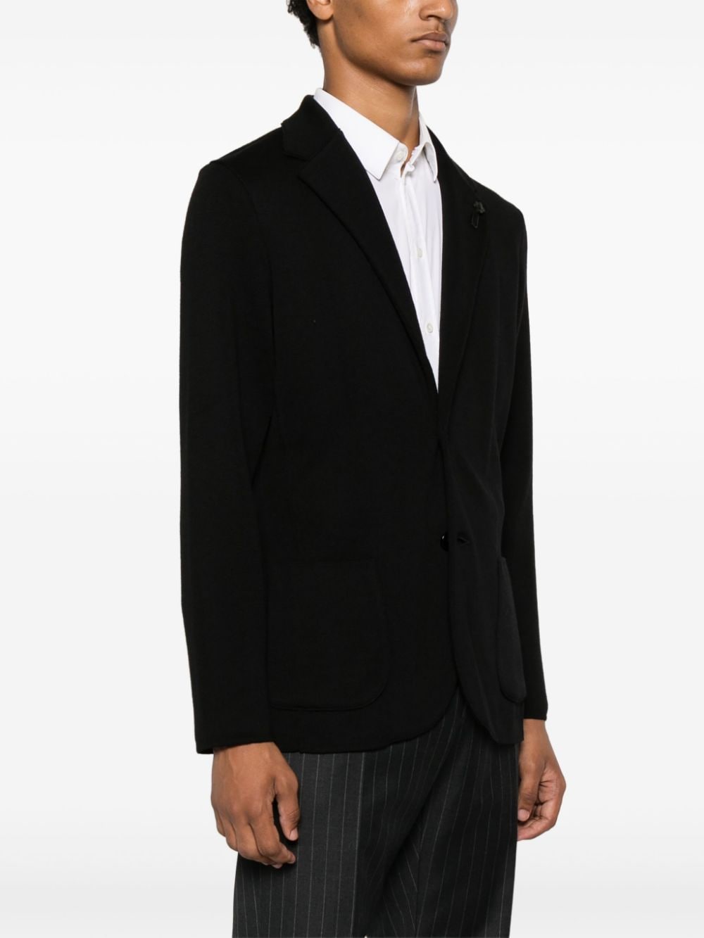 Shop Lardini Brooch-appliqué Cardigan In Black