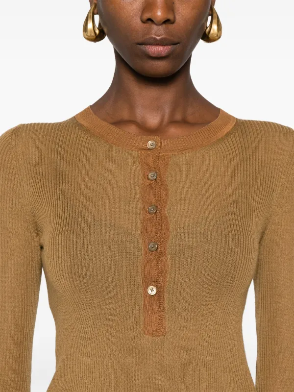 Chloe Henley Sweater Brown FARFETCH AE