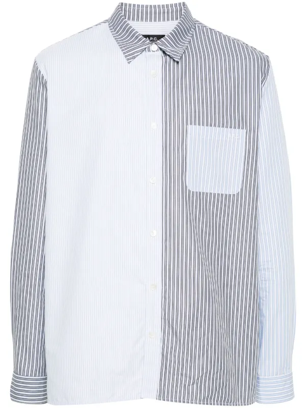 A.P.C. パッチワーク ストライプ シャツ | ブルー | FARFETCH JP
