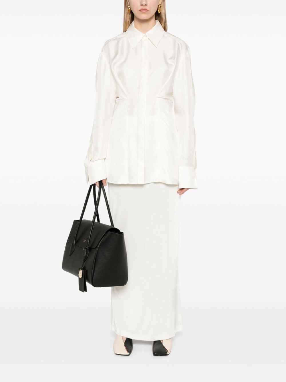 Róhe Zijden blouse met taille - Wit
