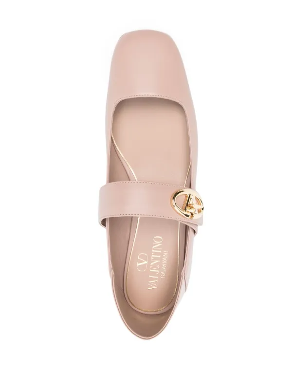 Valentino Garavani VLogo Signature Leather Ballerina Shoes