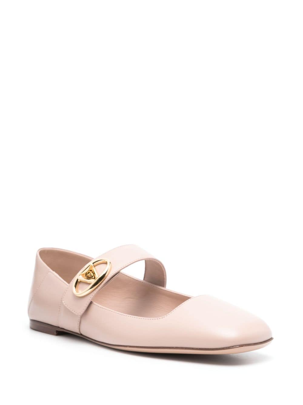 Shop Valentino Vlogo Signature Leather Ballerina Shoes In Pink