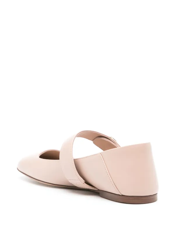 フラットシューズ VALENTINO Antiqued pink leather VLogo Signature ballerinas Valentino Garavani VLogo Locker Mary-Jane Ballerina Shoes