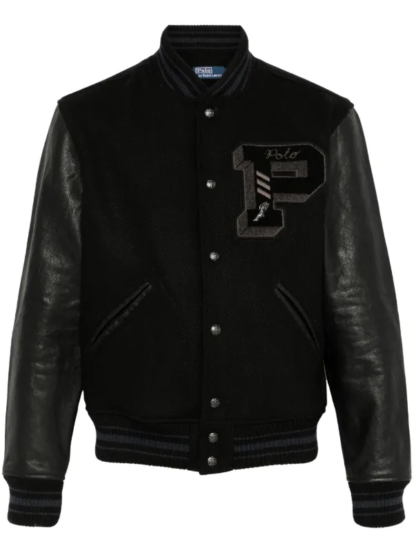 Polo Ralph Lauren The Iconic Letterman Varsity Jacket Black FARFETCH UK