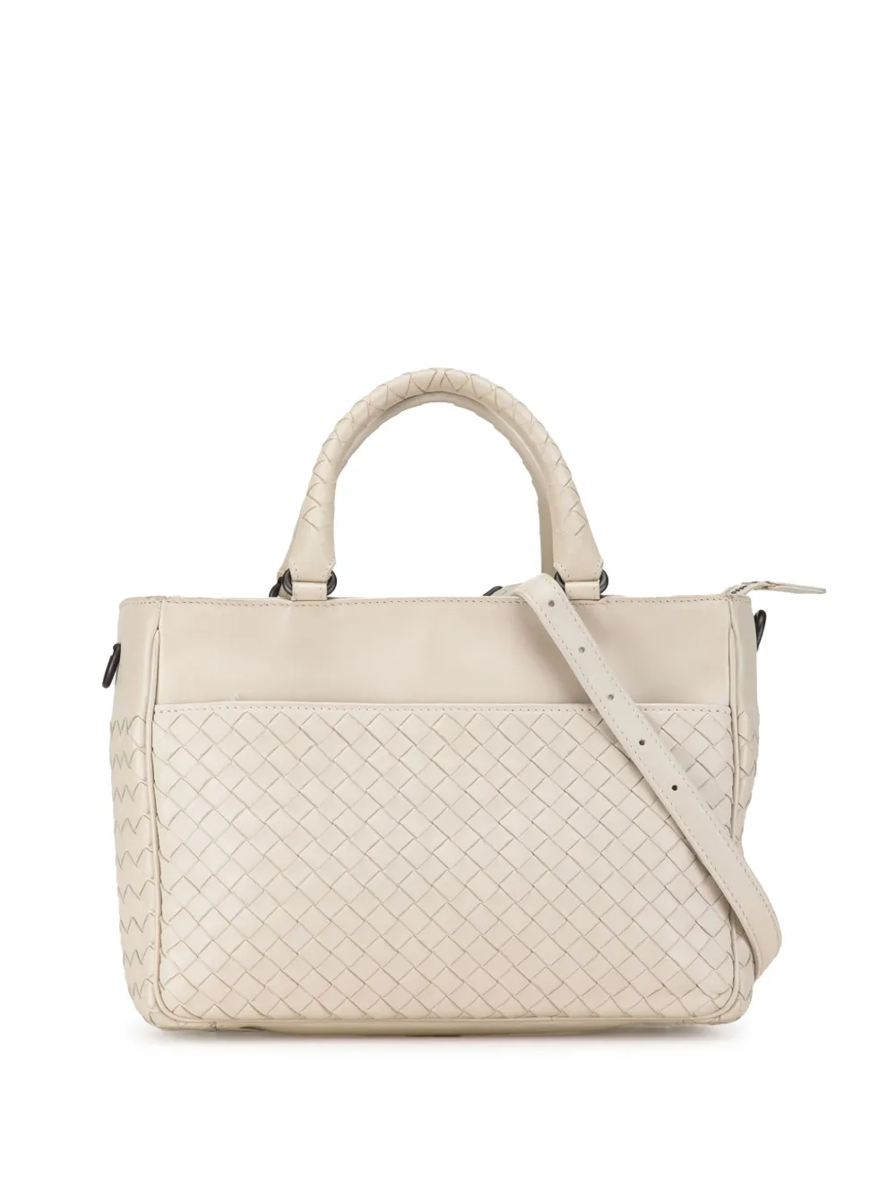 Pre-owned Bottega Veneta 2012-2023 Intrecciato Satchel In White