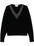 Genny rhinestone-neckline sweater - Black