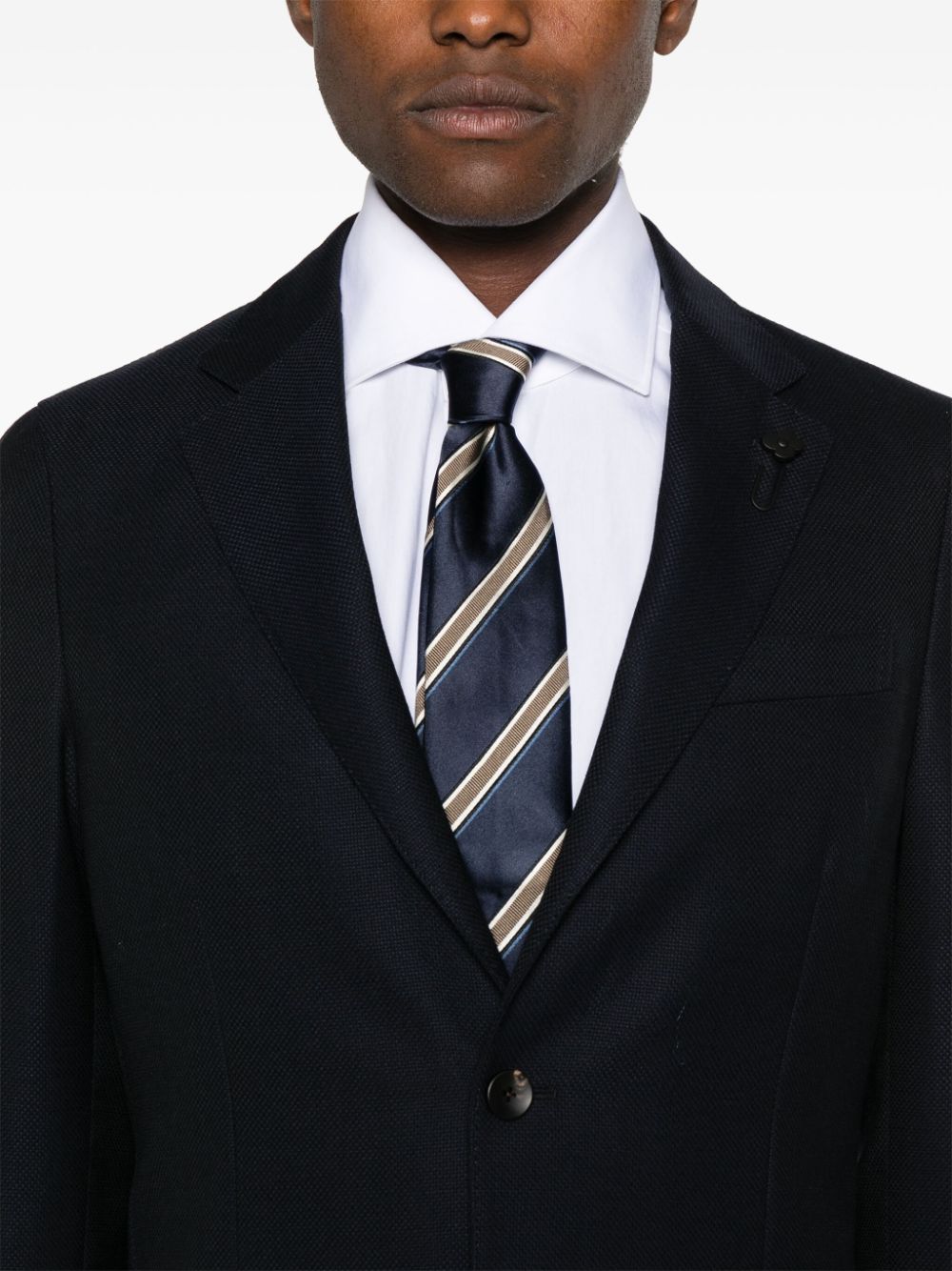 Shop Lardini Single-breasted Wool Blazer In Blue