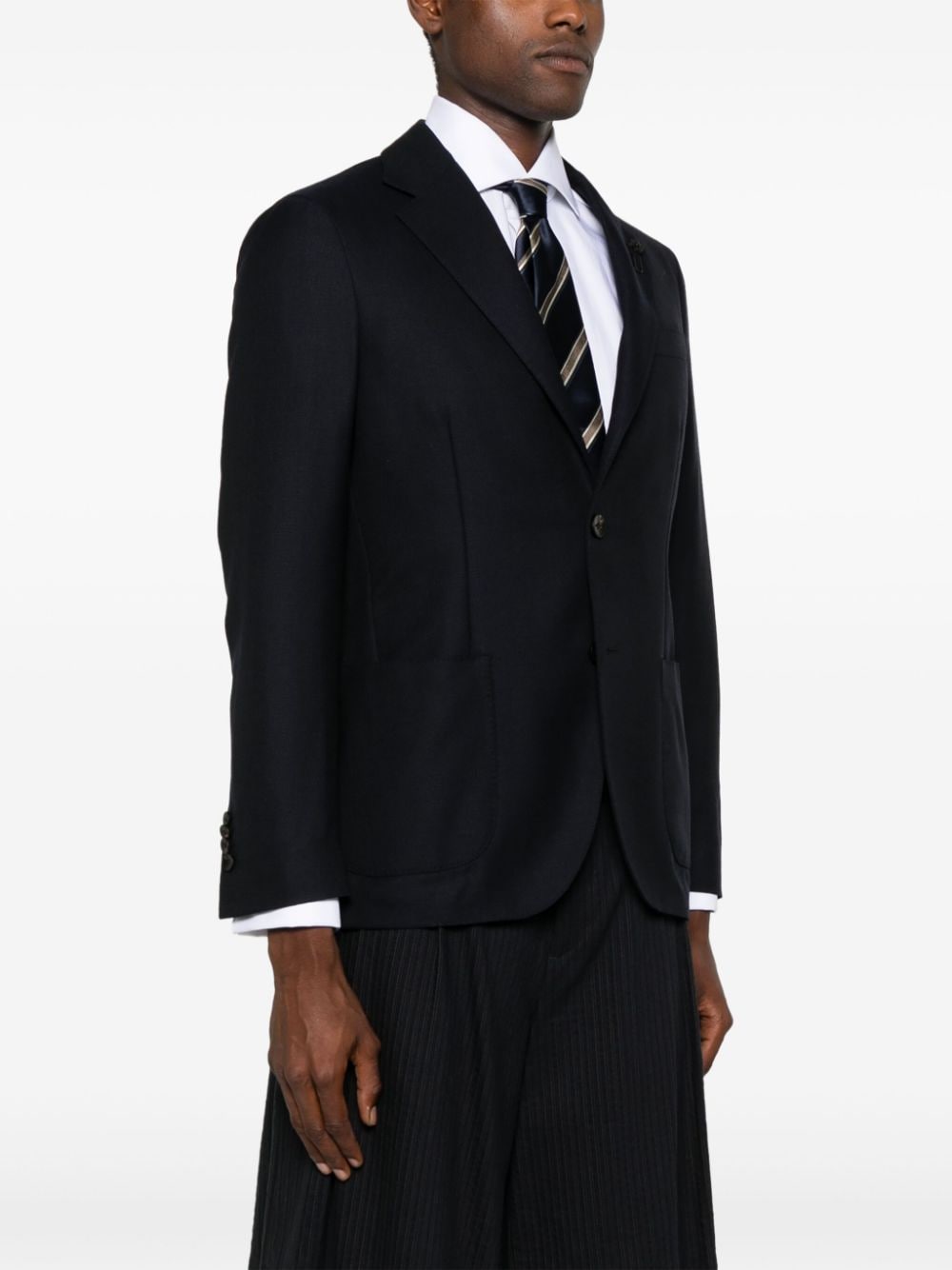 Shop Lardini Single-breasted Wool Blazer In Blue