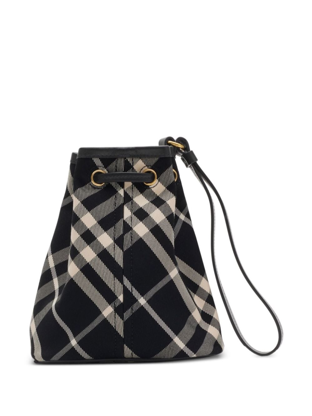 Shop Burberry Check Drawstring Pouch In Black