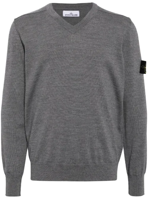 Pull en maille à col v - Stone Island - Modalova