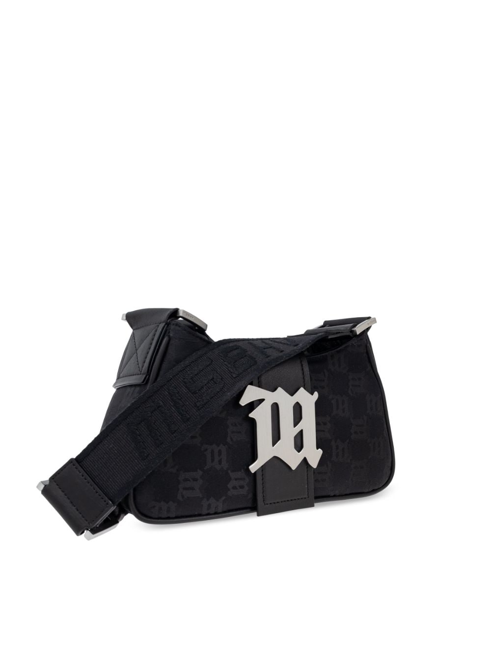 Shop Misbhv Monogram Jacquard Logo Plaque Shoulder Bag In Black