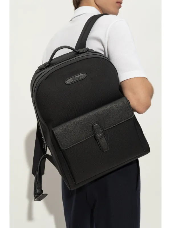 Brioni logo-appliqué Backpack | Black | FARFETCH