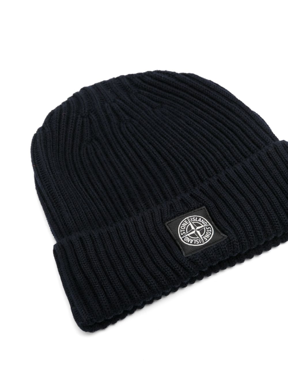 Stone Island Junior ribbed-knit beanie - Blue