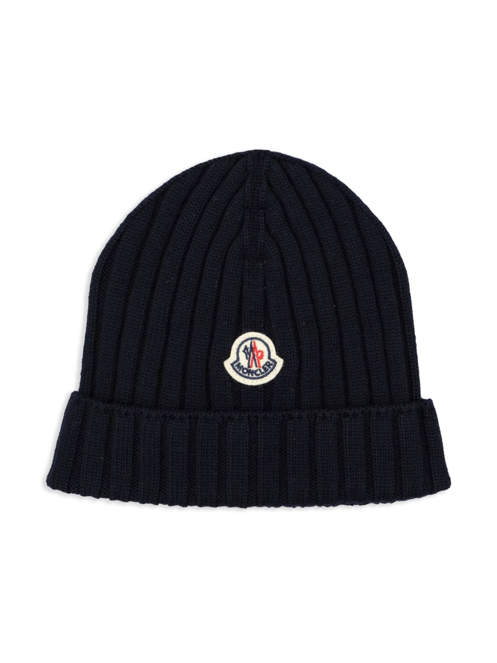 Moncler Enfant logo patch knitted hat - Blue