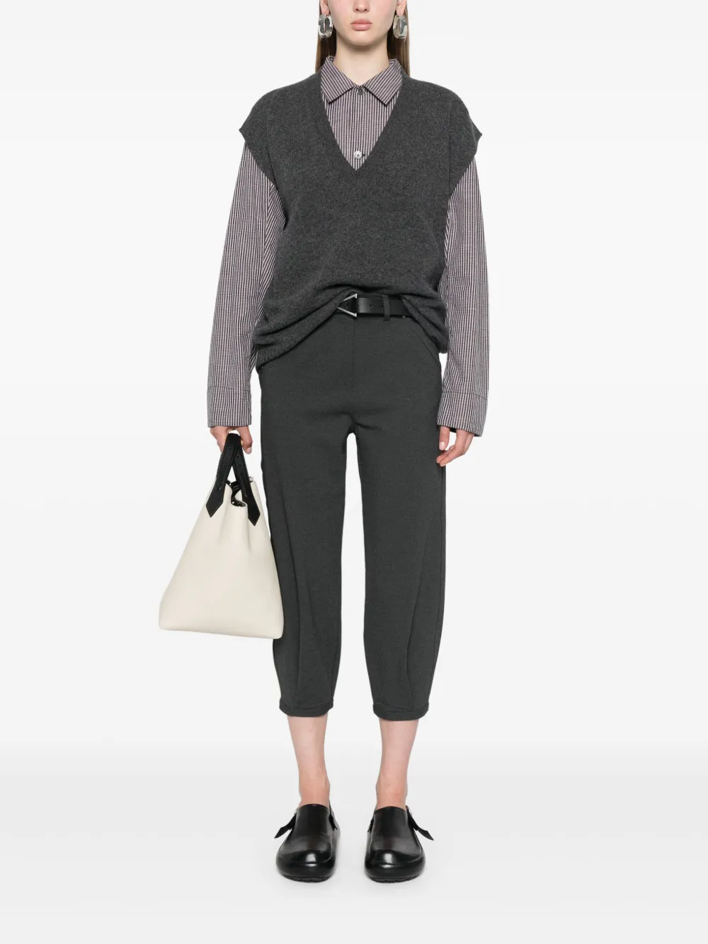 PINKO Fijngebreide bodywarmer met V-hals - Grijs