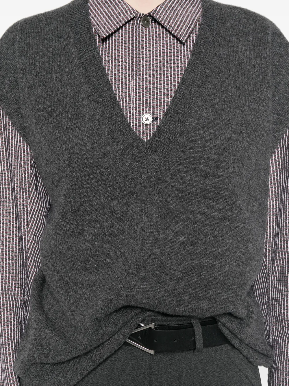 PINKO Fijngebreide bodywarmer met V-hals Grijs