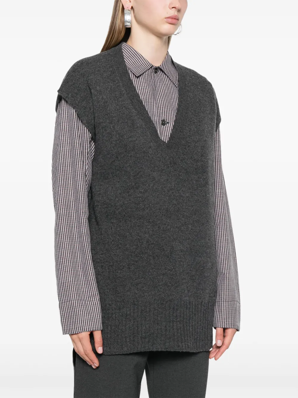 PINKO Fijngebreide bodywarmer met V-hals Grijs