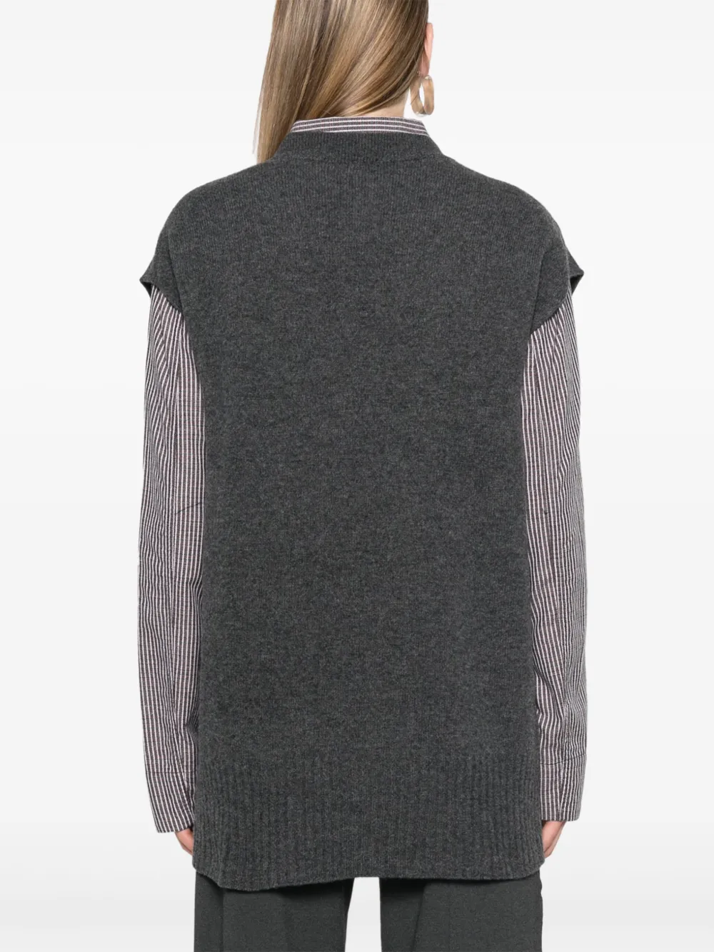 PINKO Fijngebreide bodywarmer met V-hals Grijs