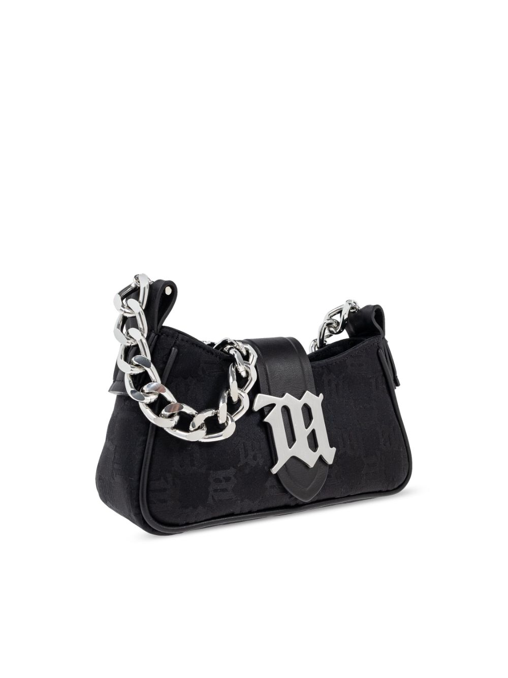 Shop Misbhv Monogram Letter Plaque Chain Shoulder Bag In Black